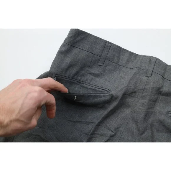 Vintage 60s 70s Streetwear Mens 32x28 Lightweight Wool Knit Chino Pants Gray USA